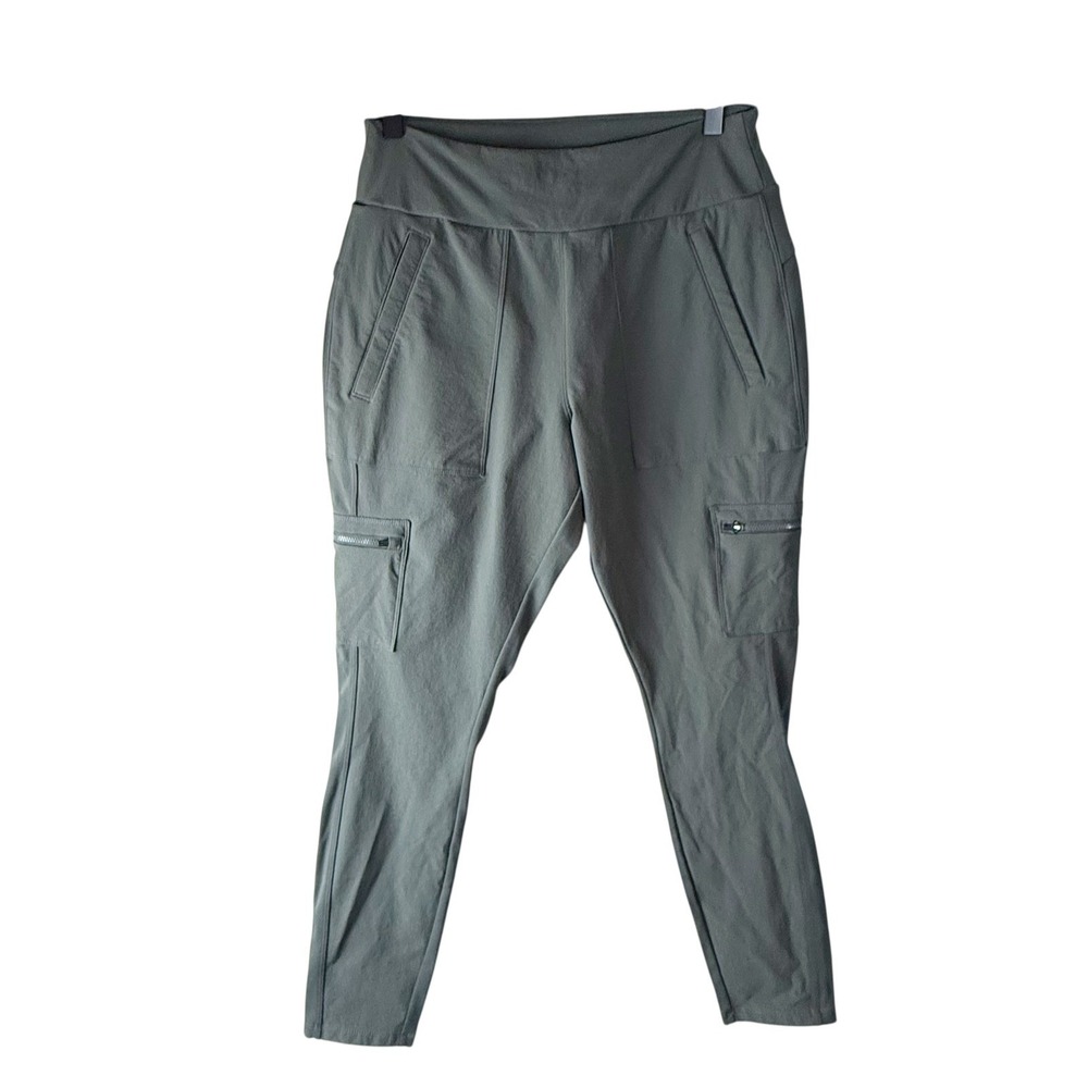 Athleta Headlands Hybrid Cargo Pants Women 10 Olive Green Hiking Utility Tapered